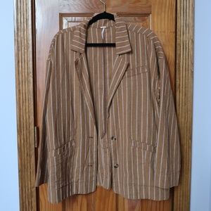 Tan and White Free People Button-Up Blazer
